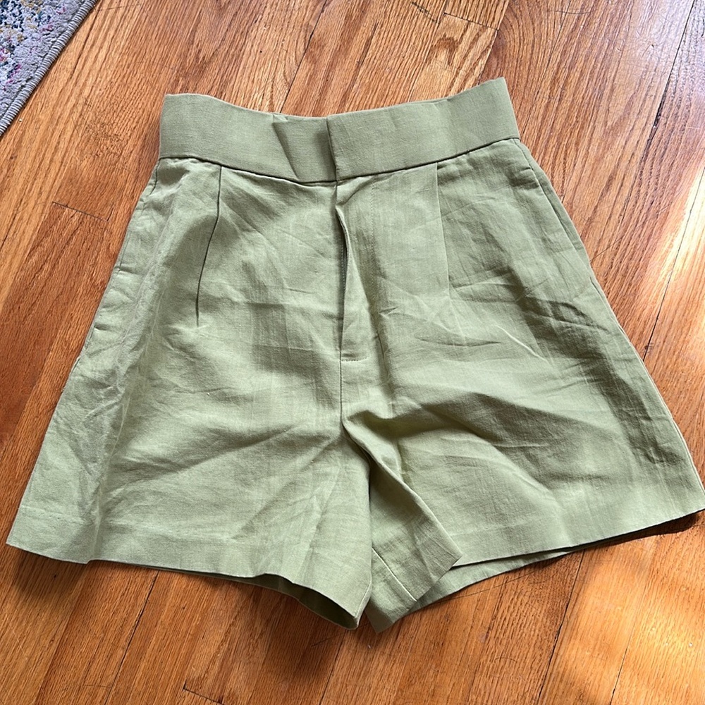 Olive Green High-Waisted Shorts
